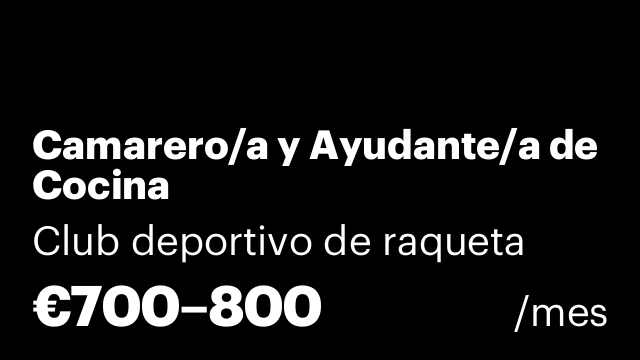 Camarero/a y Ayudante/a de Cocina