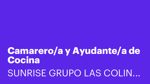 Camarero/a y Ayudante/a de Cocina