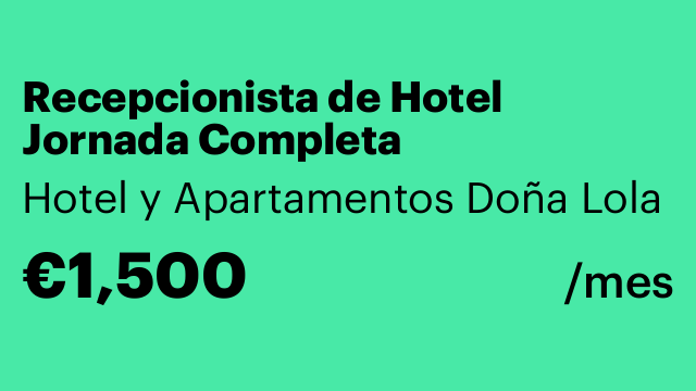 Recepcionista de Hotel Jornada Completa