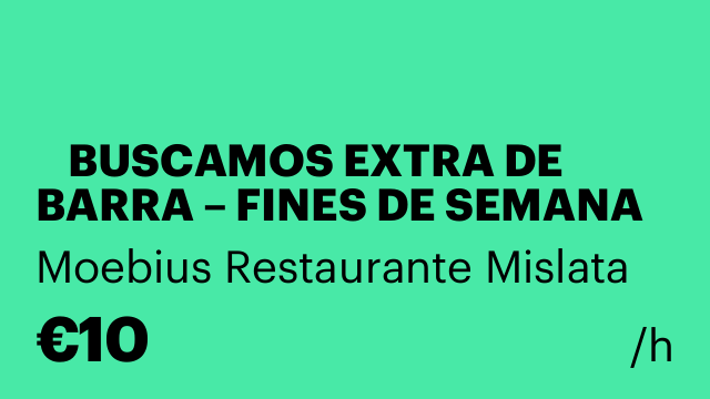 🍸 BUSCAMOS EXTRA DE BARRA – FINES DE SEMANA