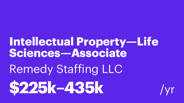 Intellectual Property—Life Sciences—Associate