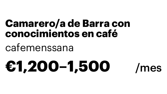 Camarero/a de Barra con conocimientos en café