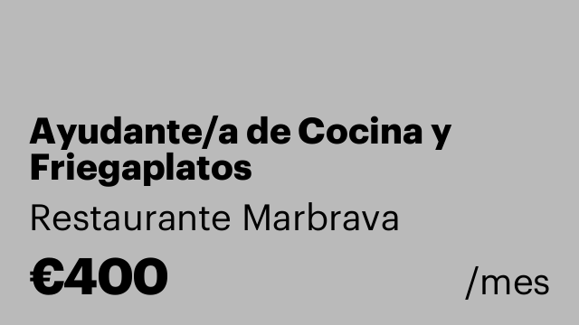 Ayudante/a de Cocina y Friegaplatos