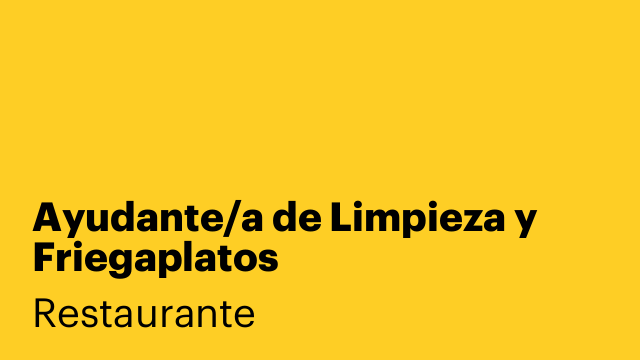 Ayudante/a de Limpieza y Friegaplatos