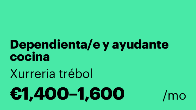 Dependienta/e y ayudante cocina