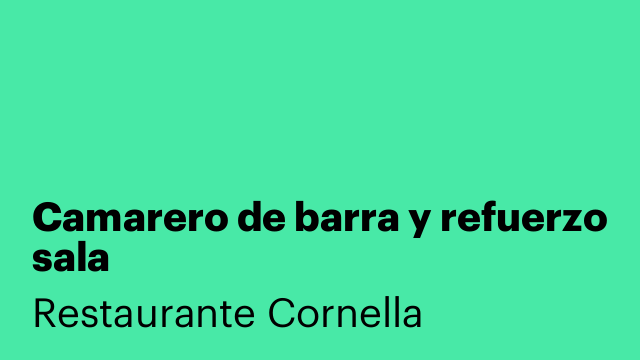 Camarero de barra y refuerzo sala