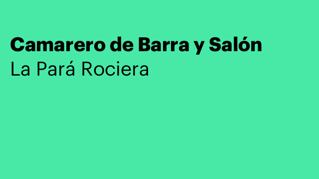 Camarero de Barra y Salón