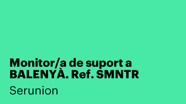 Monitor/a de suport a BALENYÀ. Ref. SMNTR