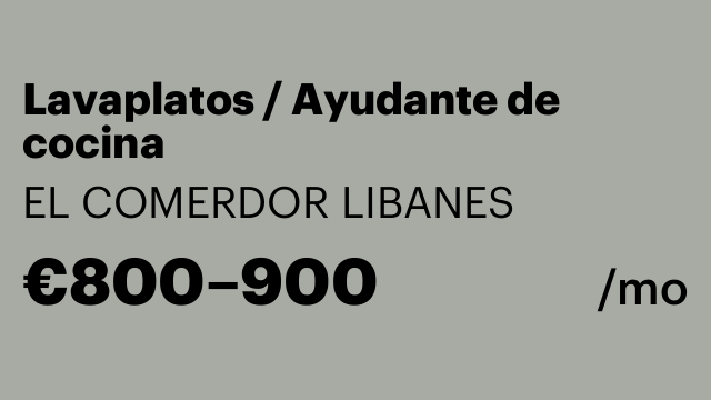 Lavaplatos / Ayudante de cocina