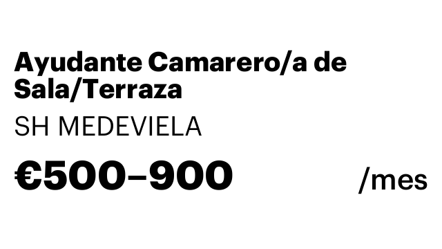 Ayudante Camarero/a de Sala/Terraza