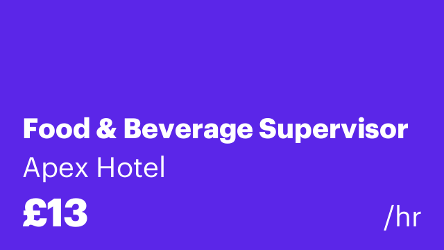 Food & Beverage Supervisor