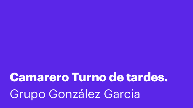 Camarero Turno de tardes.