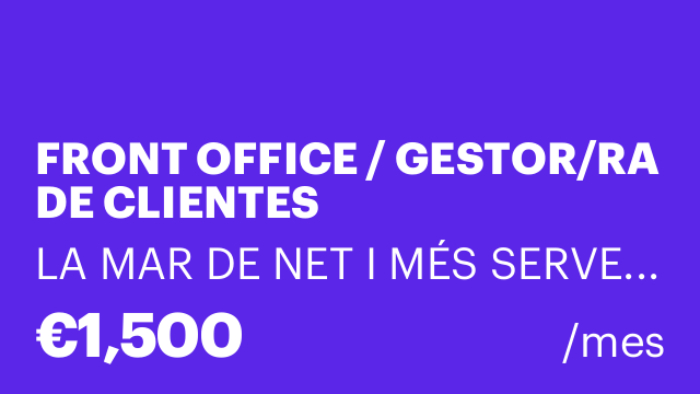 FRONT OFFICE / GESTOR/RA DE CLIENTES