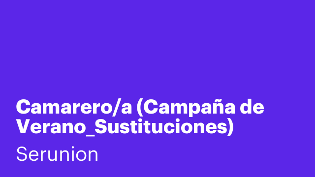 Camarero/a (Campaña de Verano_Sustituciones) [SCMRR]