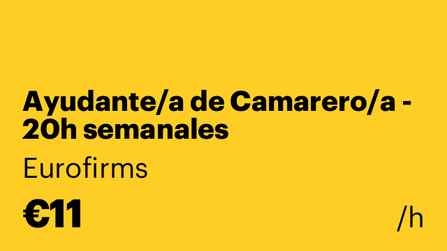 Ayudante/a de Camarero/a - 20h semanales