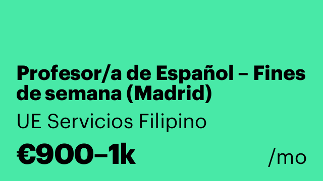Profesor/a de Español – Fines de semana (Madrid)