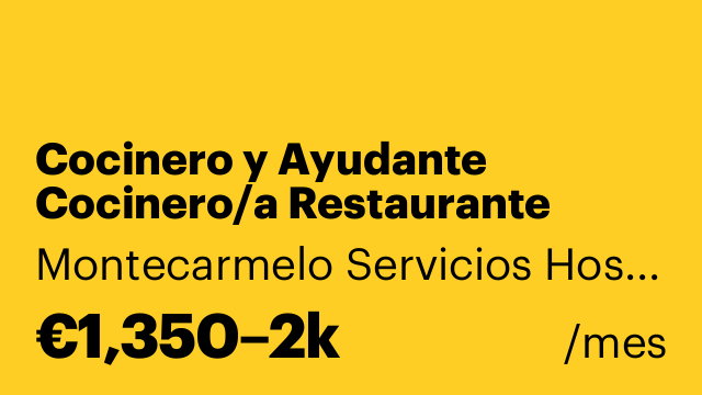 Cocinero y Ayudante Cocinero/a Restaurante Montecarmelo