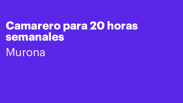 Camarero para 20 horas semanales