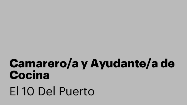 Camarero/a y Ayudante/a de Cocina