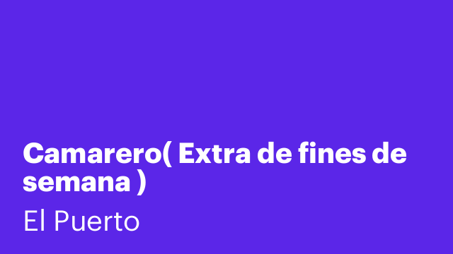 Camarero( Extra de fines de semana )