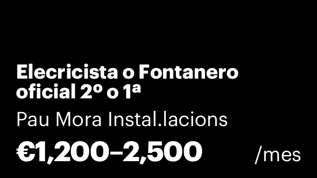 Elecricista o Fontanero oficial 2º o 1ª