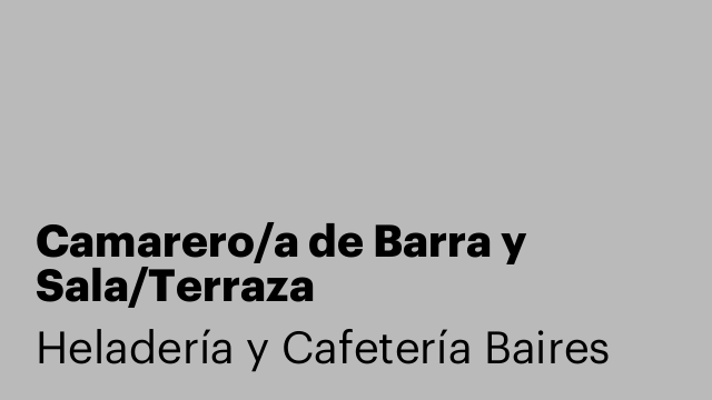 Camarero/a de Barra y Sala/Terraza