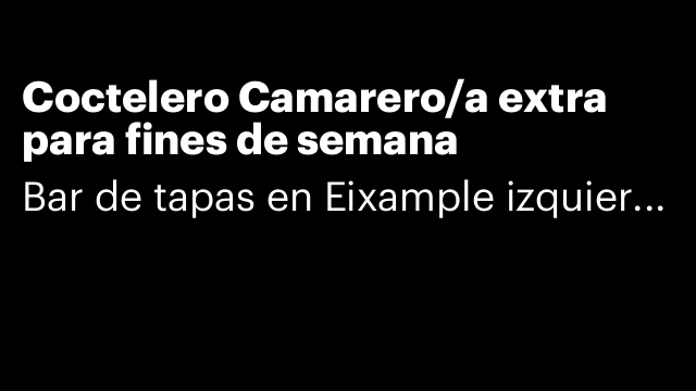 Coctelero Camarero/a extra para fines de semana