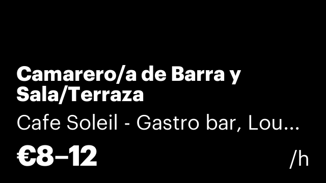Camarero/a de Barra y Sala/Terraza