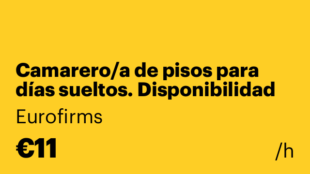 Camarero/a de pisos para días sueltos. Disponibilidad viernes