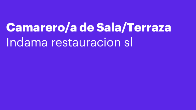 Camarero/a de Sala/Terraza