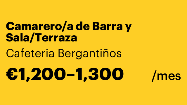 Camarero/a de Barra y Sala/Terraza