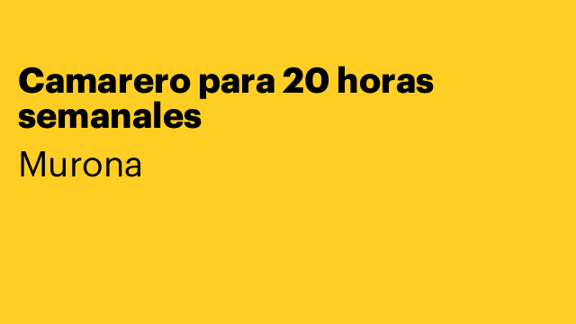 Camarero para 20 horas semanales