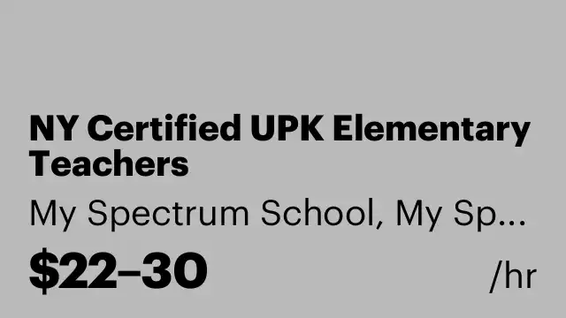 NY Certified UPK Elementary Teachers