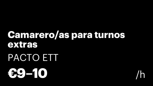 Camarero/as para turnos extras