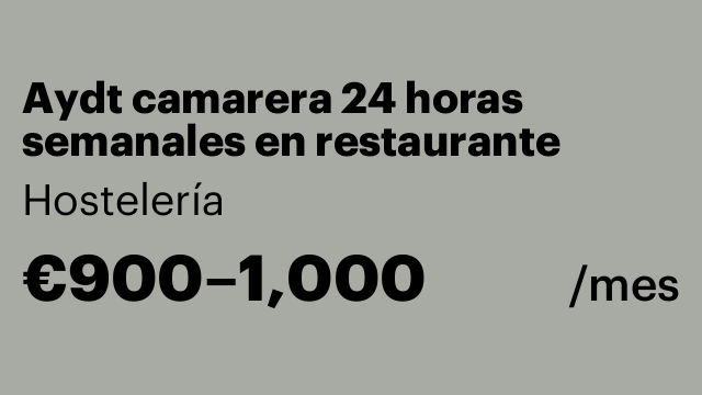 Aydt camarera 24 horas semanales en restaurante