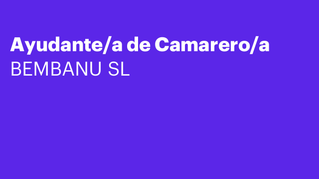 Ayudante/a de Camarero/a
