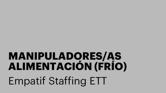 MANIPULADORES/AS ALIMENTACIÓN (FRÍO)