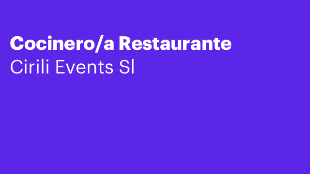 Cocinero/a Restaurante