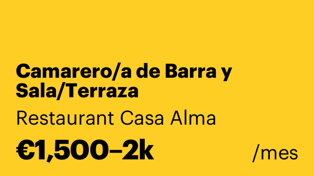 Camarero/a de Barra y Sala/Terraza