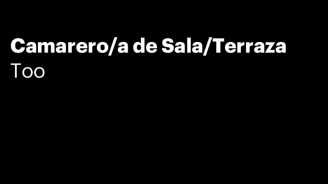 Camarero/a de Sala/Terraza