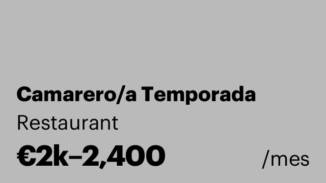 Camarero/a Temporada