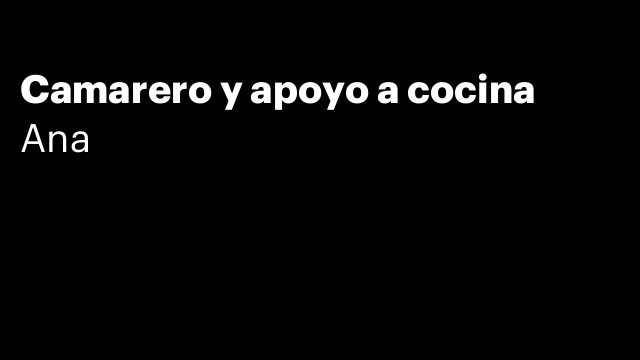 Camarero y apoyo a cocina