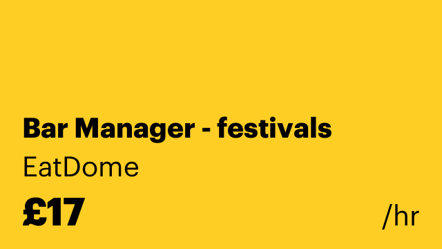 Bar Manager - festivals