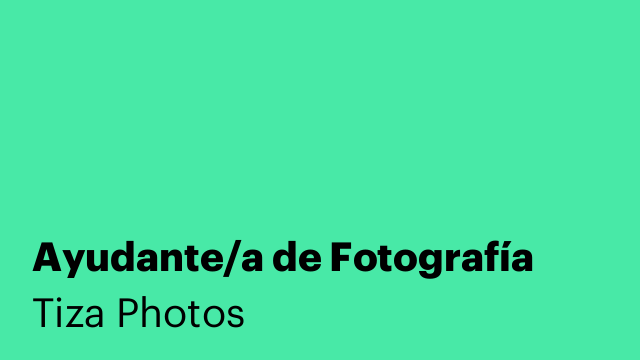 Ayudante/a de Fotografía