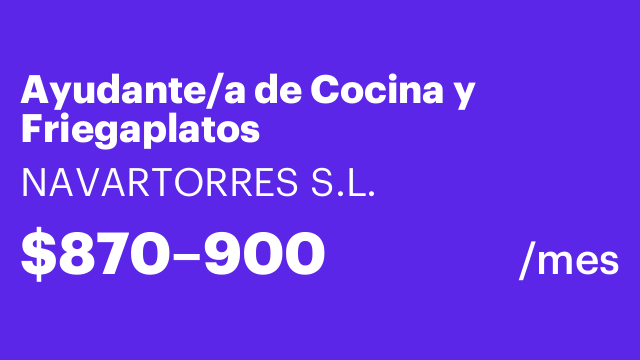 Ayudante/a de Cocina y Friegaplatos