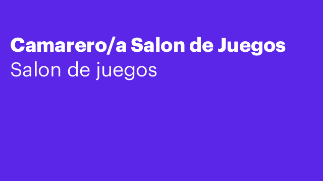 Camarero/a Salon de Juegos