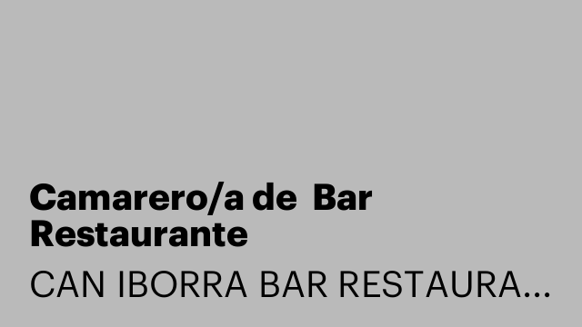 Camarero/a de  Bar Restaurante