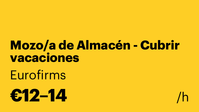 Mozo/a de Almacén - Cubrir vacaciones