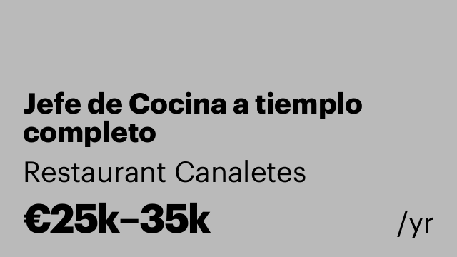 Jefe de Cocina a tiemplo completo