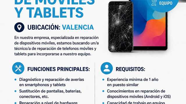 Técnico/a de reparación de móviles y tablets